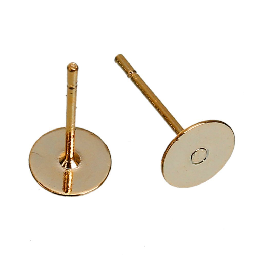 1 Par 6 mm runde chip øredobber 14K gullbelagt N°01