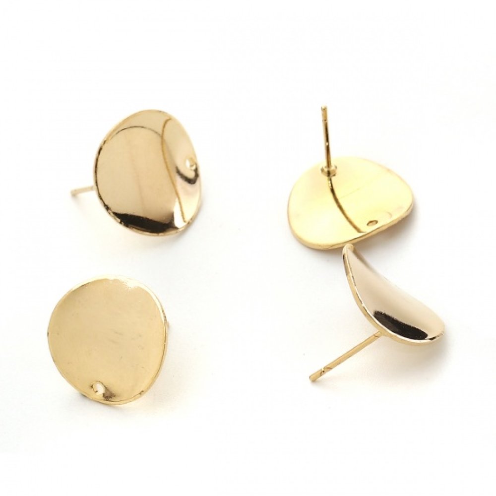 1 par 16 mm gullbelagte runde chip øredobber N°02