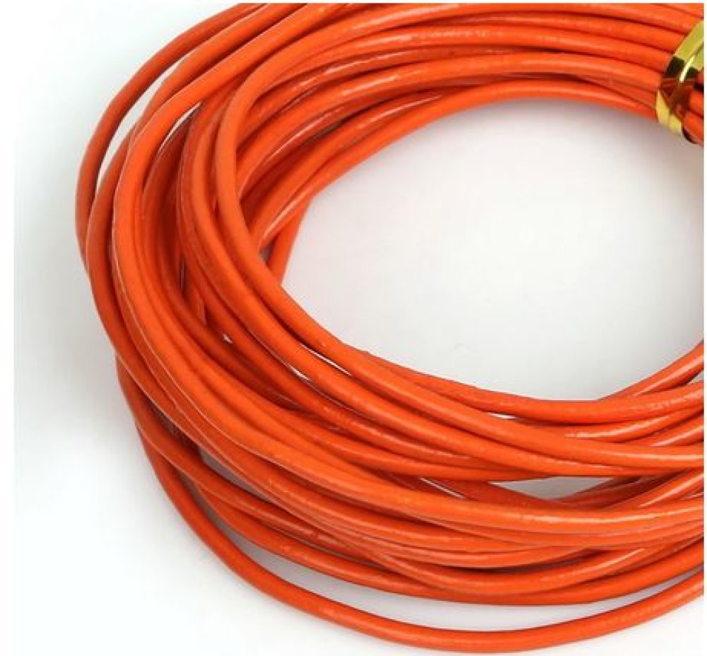 1 meter Glatt skinn rundsnor Oransje 2 mm