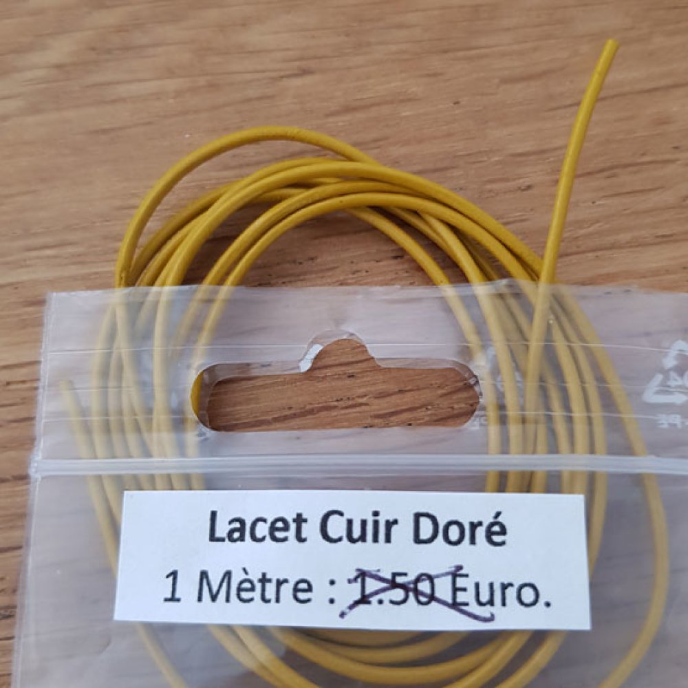 1 meter Glatt skinn rundsnor Gull 1 mm