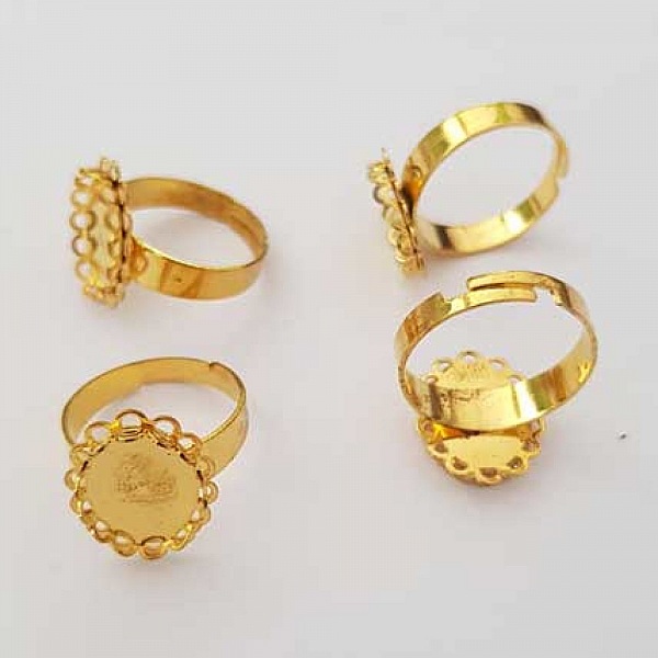 1 support bague cabochon de 11 x 14 mm Dor&eacute;