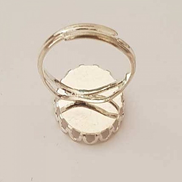 1 support bague cabochon de 13 x 18 mm Argent