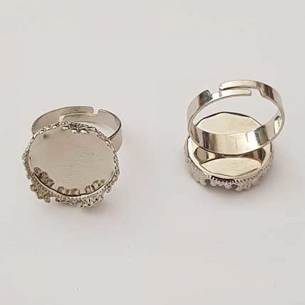 1 support bague cabochon de 18 mm Argent Vieilli N&deg;23