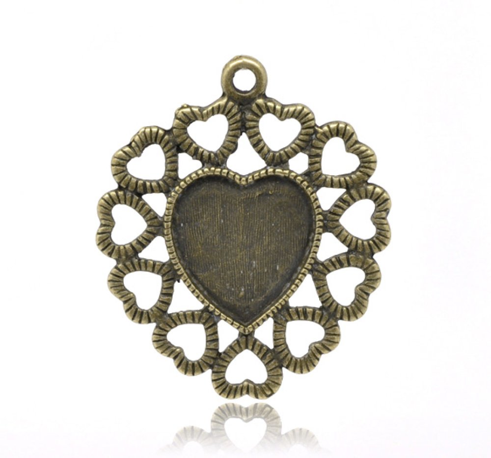 1 cabochonholder Hjerte N°01 Bronse