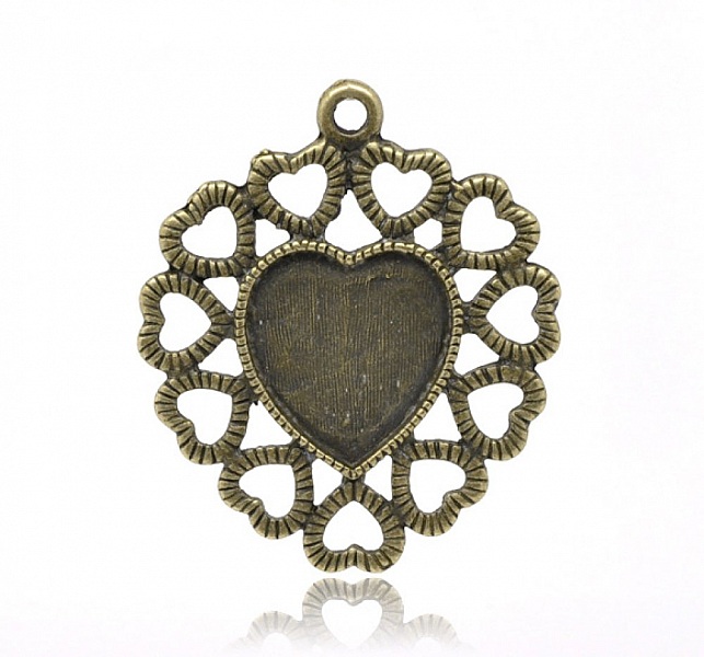 1 cabochonholder Hjerte N&deg;01 Bronse