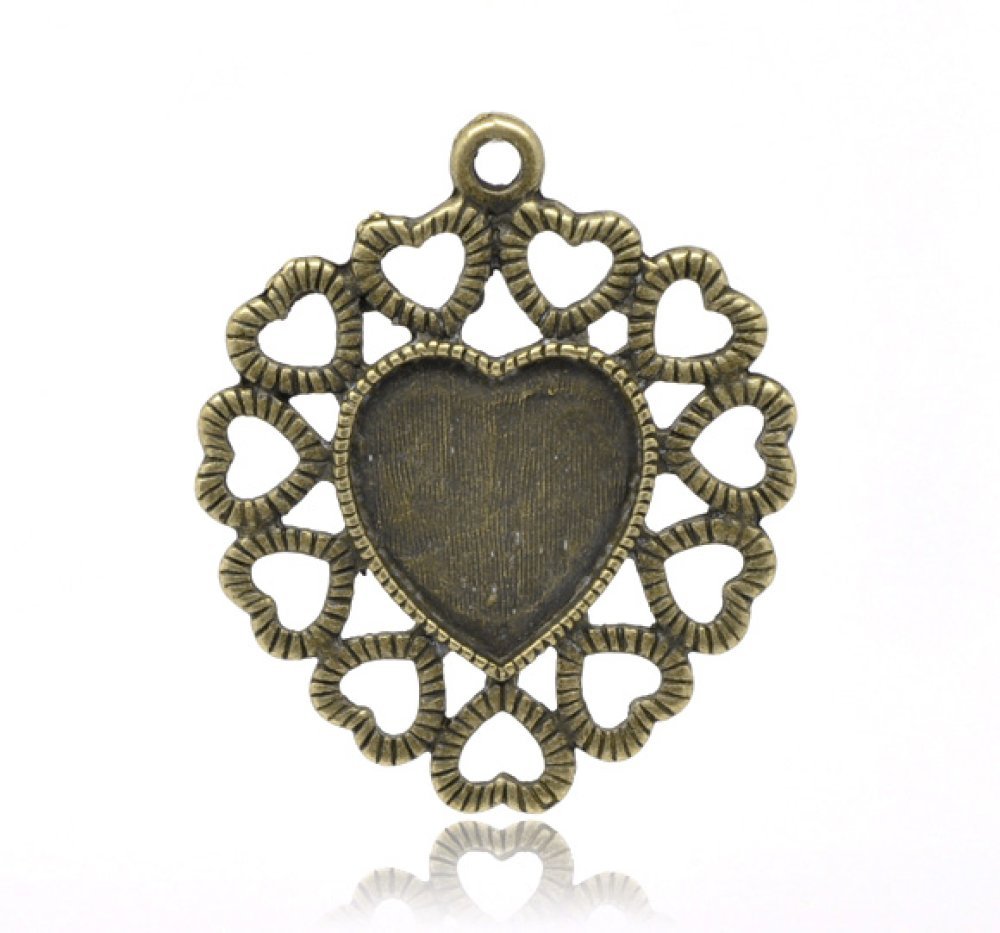 1 cabochonholder Hjerte N°01 Bronse