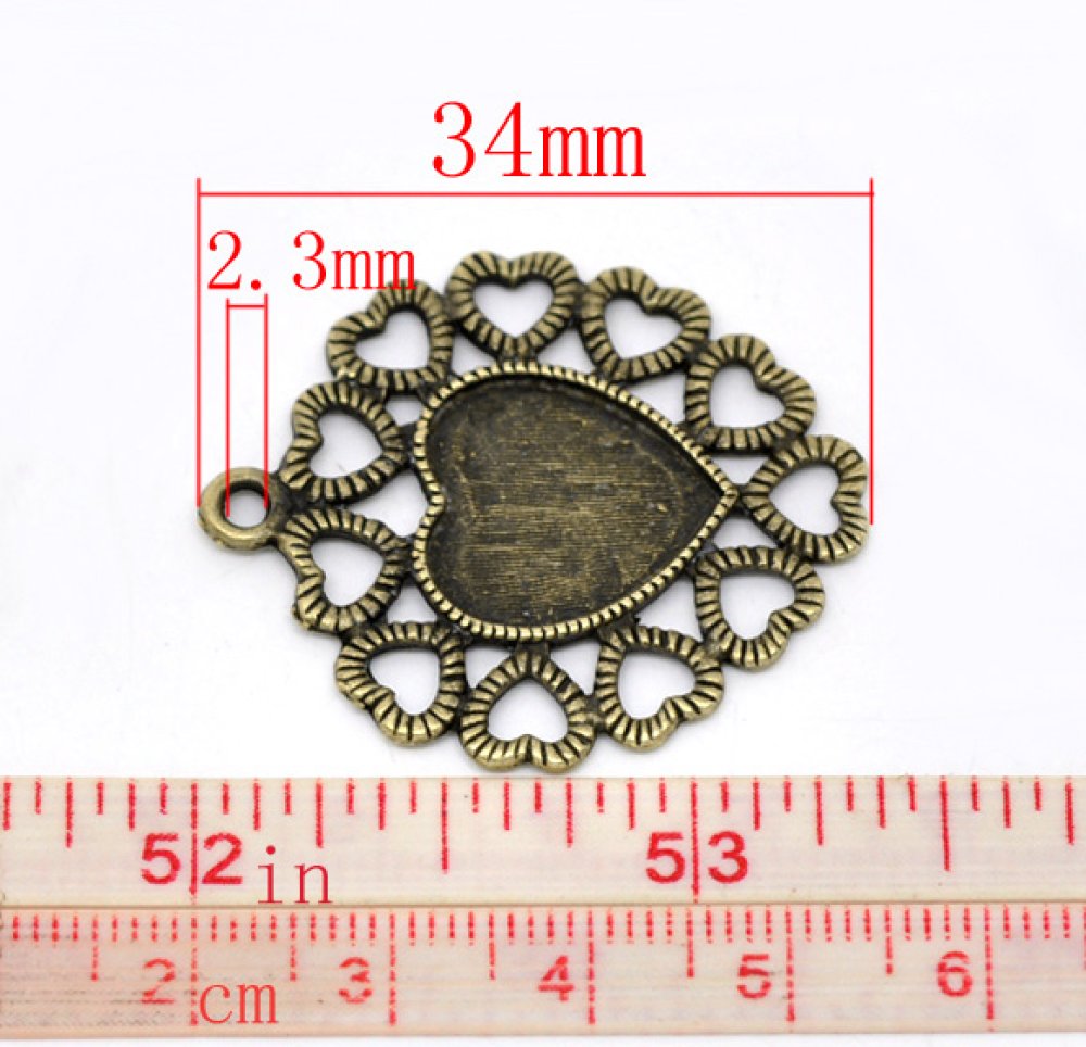 1 cabochonholder Hjerte N°01 Bronse