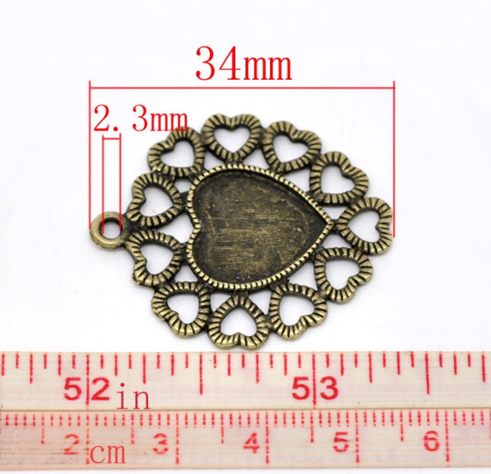 1 cabochonholder Hjerte N°01 Bronse