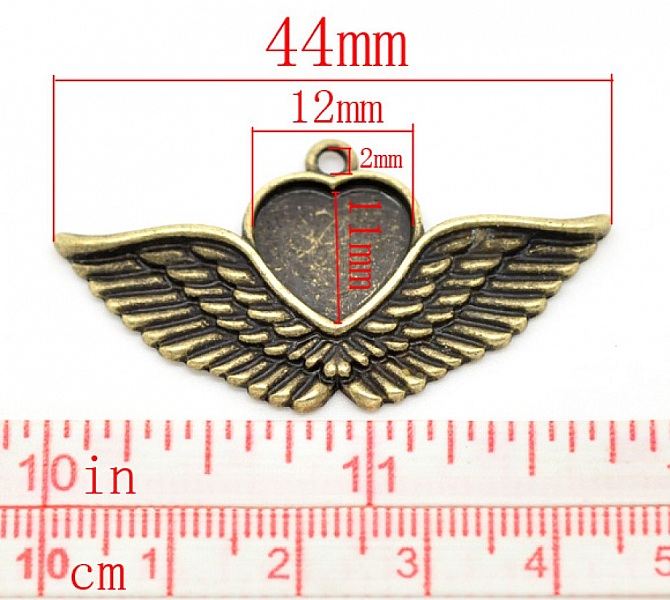 1 cabochonholder Hjerte N&deg;02 Bronse