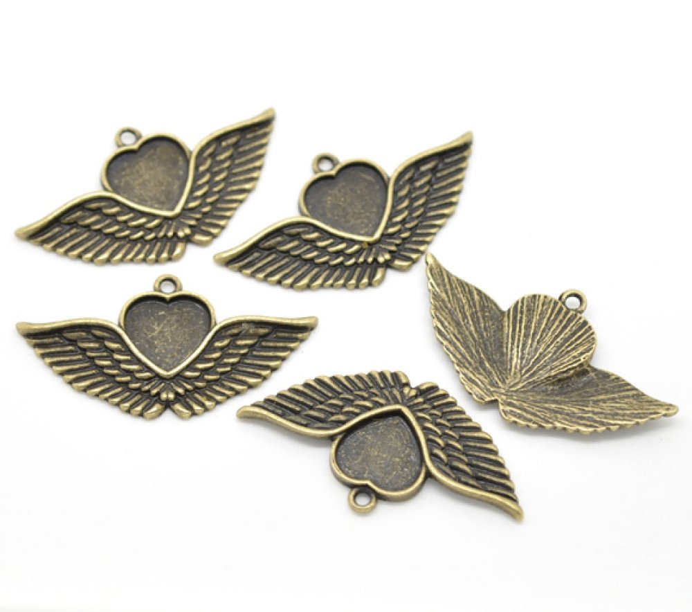 1 cabochonholder Hjerte N°02 Bronse