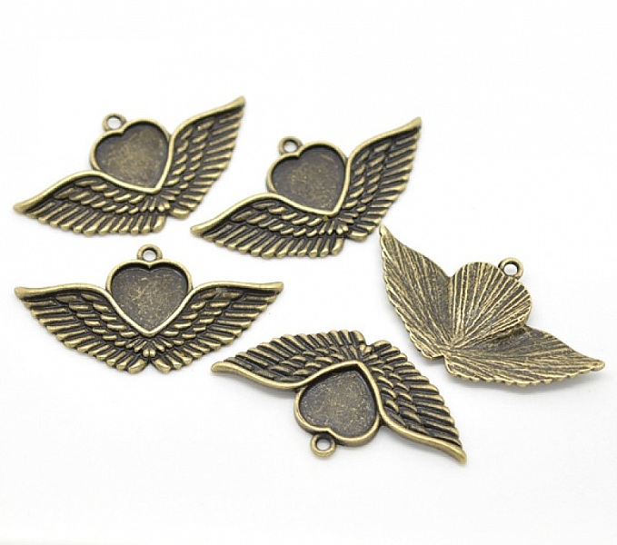 1 cabochonholder Hjerte N&deg;02 Bronse