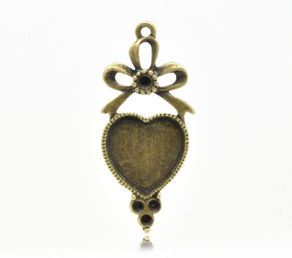 1 cabochonholder Hjerte N°03 Bronse