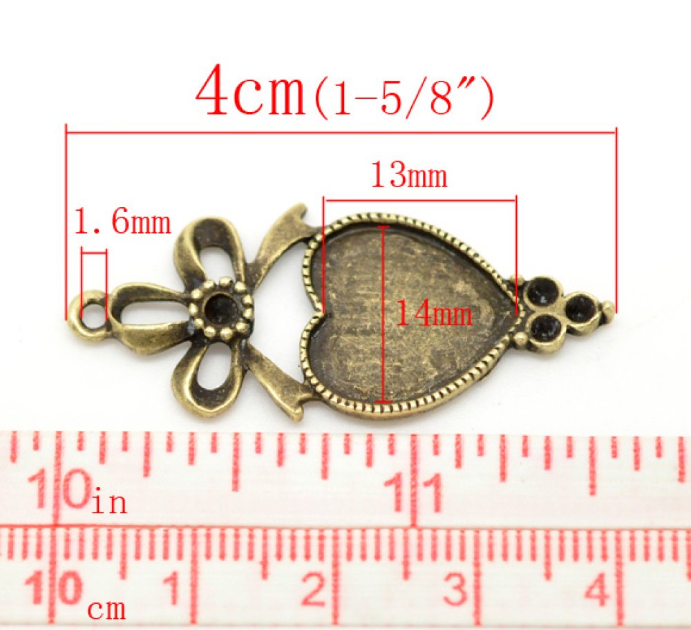 1 cabochonholder Hjerte N°03 Bronse