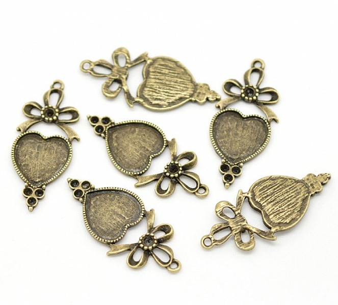 1 cabochonholder Hjerte N&deg;03 Bronse