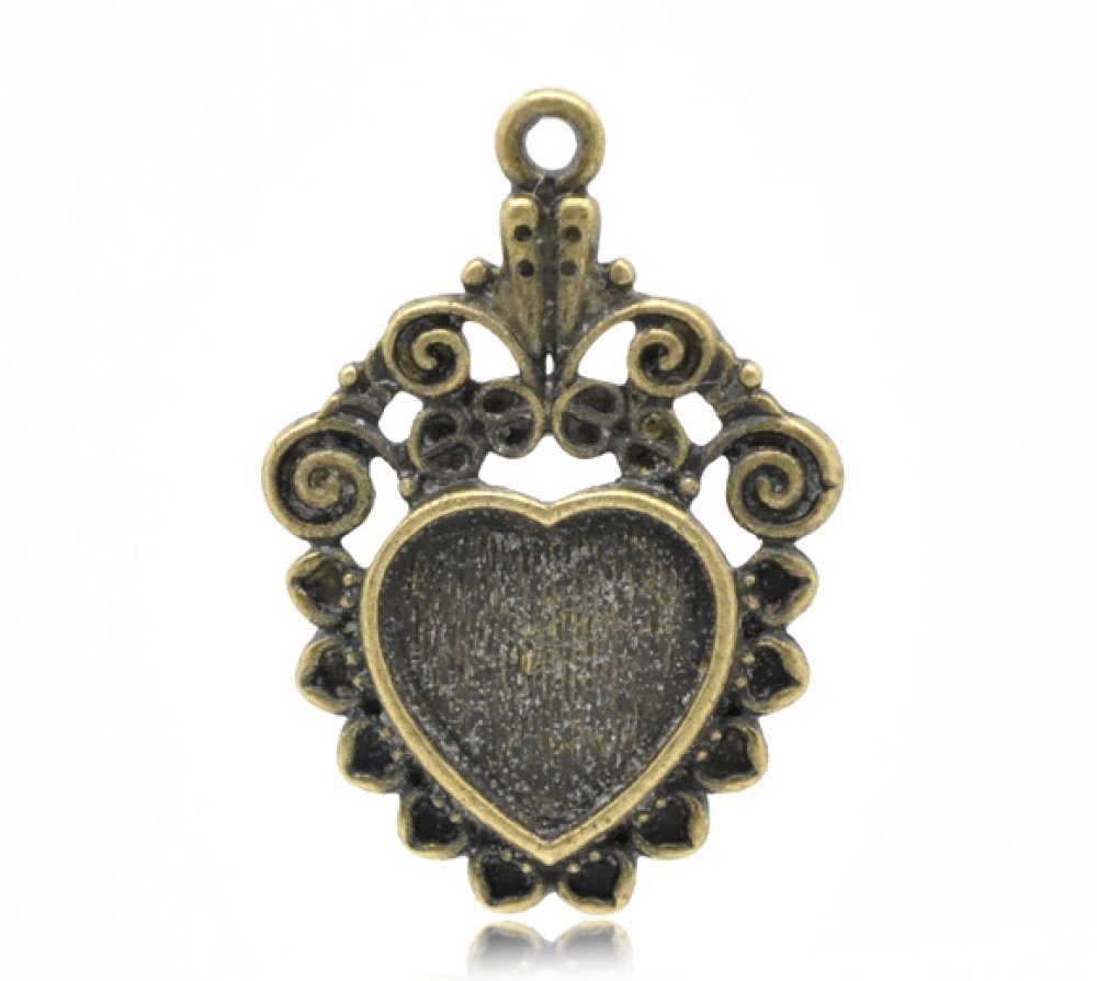 1 cabochonholder Hjerte N°04 Bronse