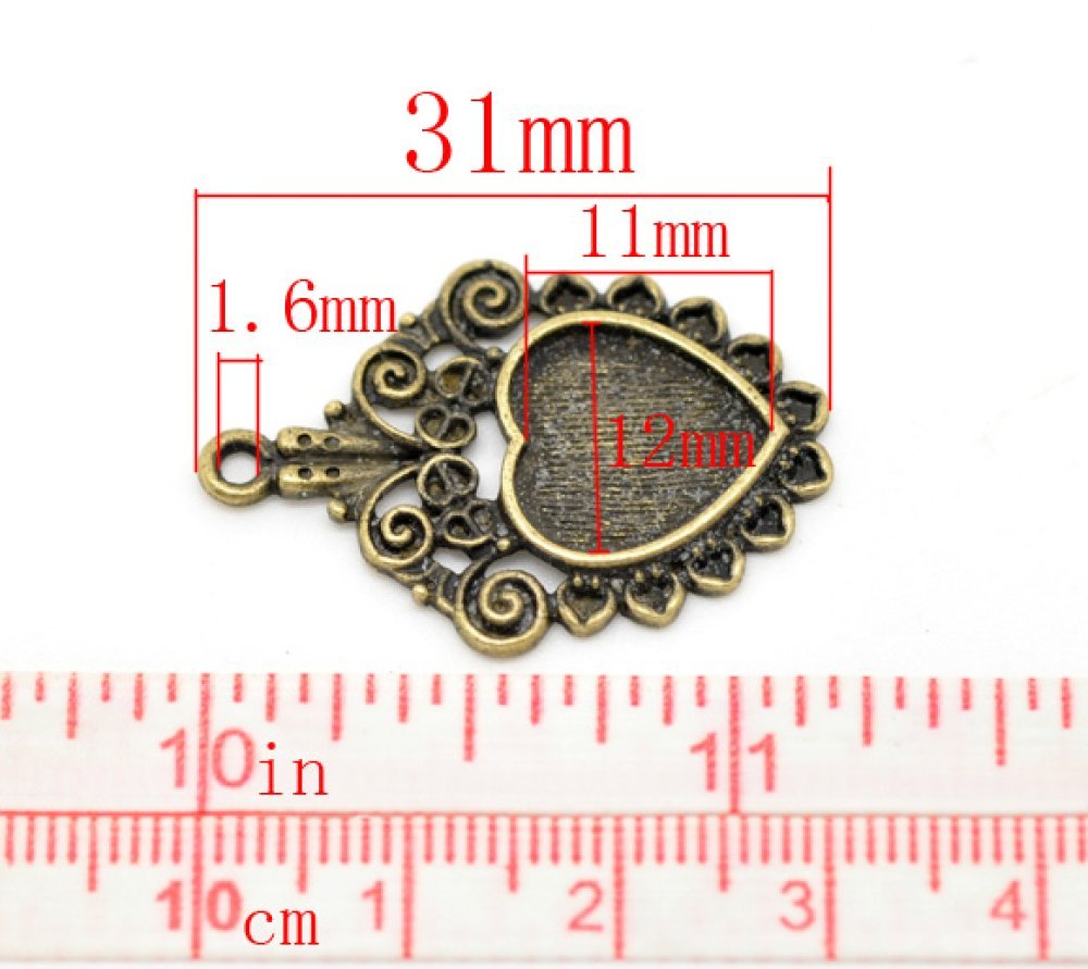 1 cabochonholder Hjerte N°04 Bronse