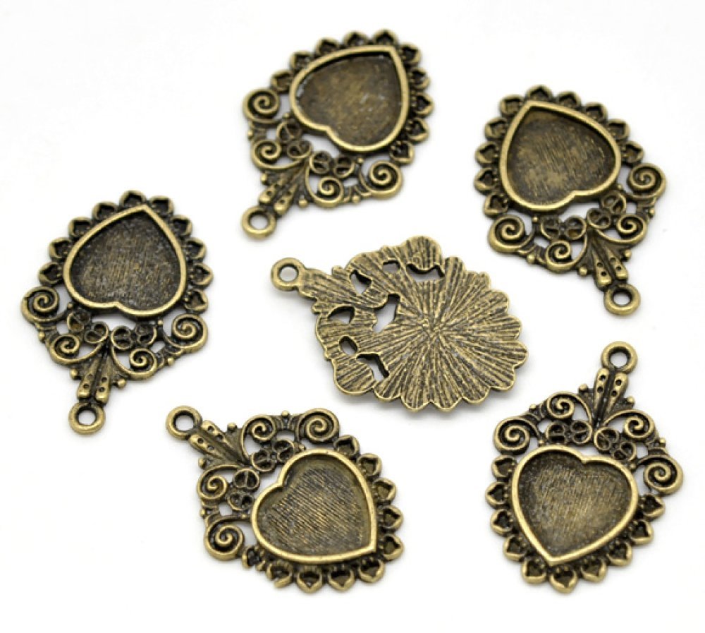 1 cabochonholder Hjerte N°04 Bronse