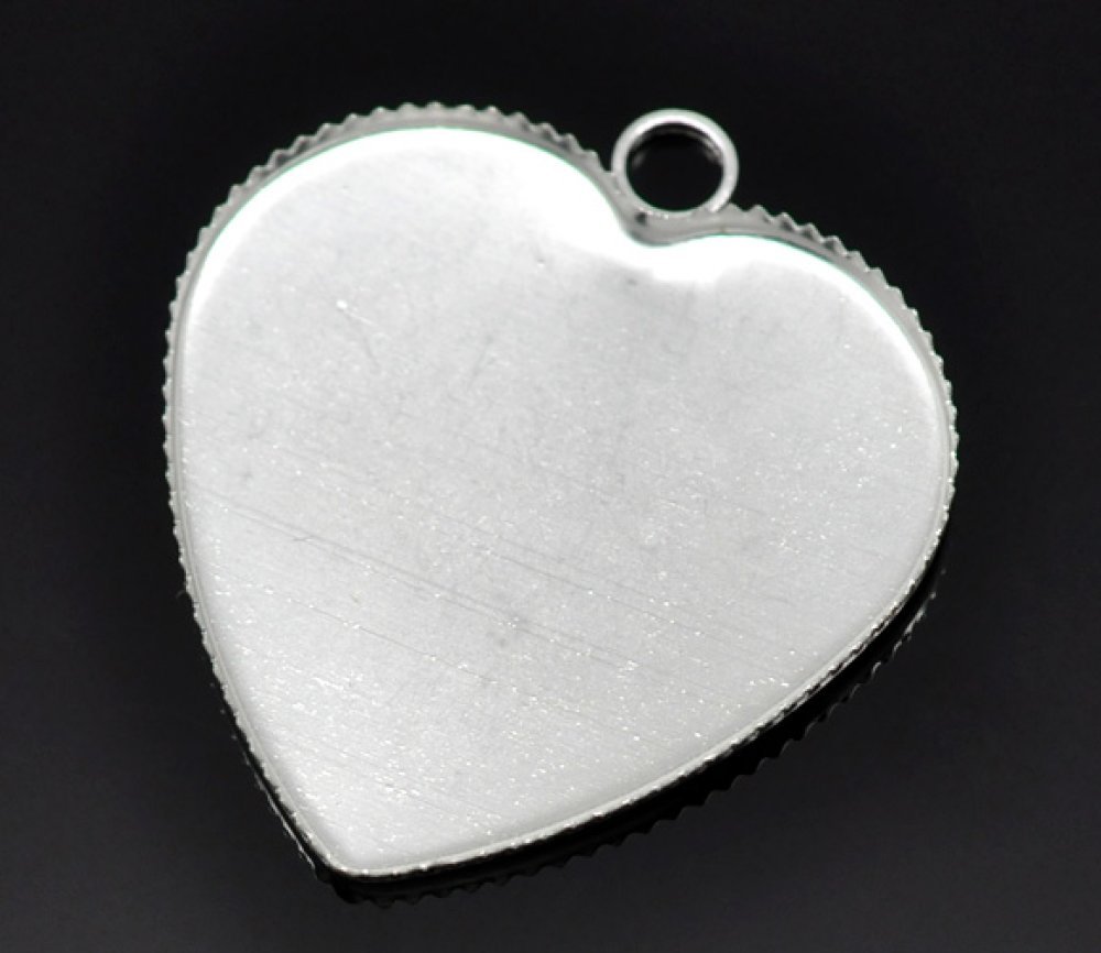 1 cabochonholder Hjerte N°05 Sølv