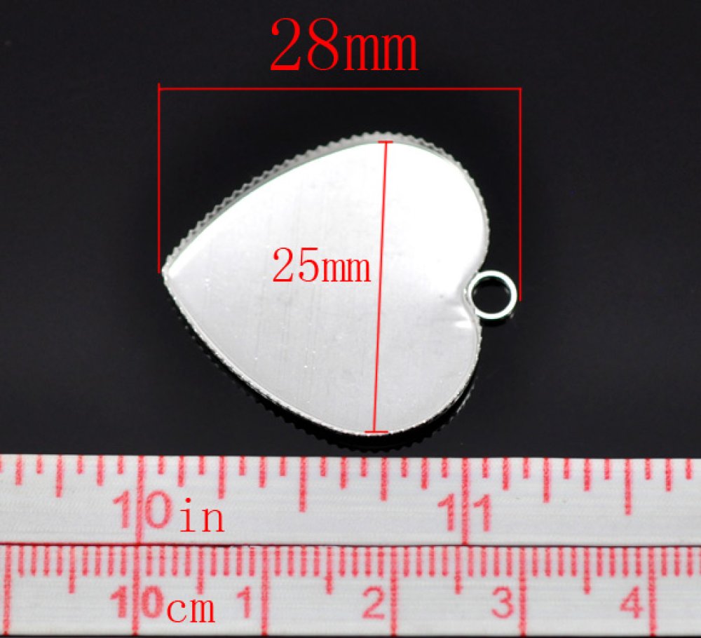 1 cabochonholder Hjerte N°05 Sølv