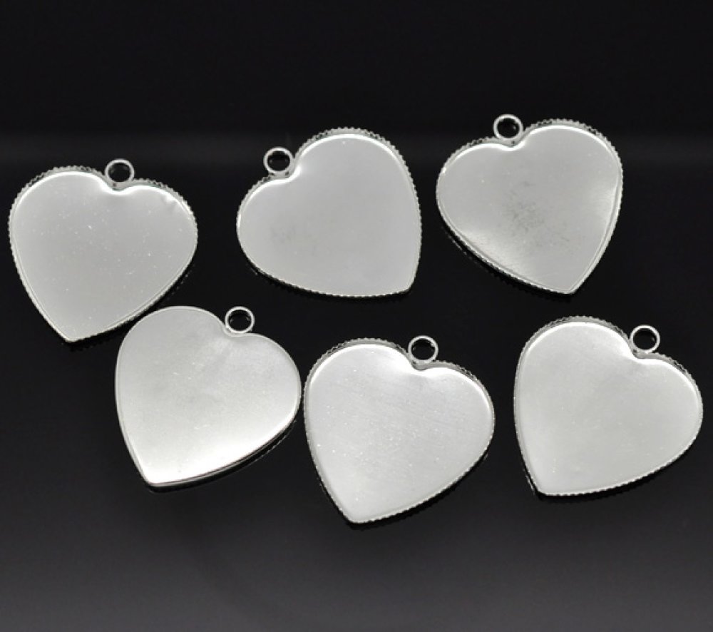 1 cabochonholder Hjerte N°05 Sølv