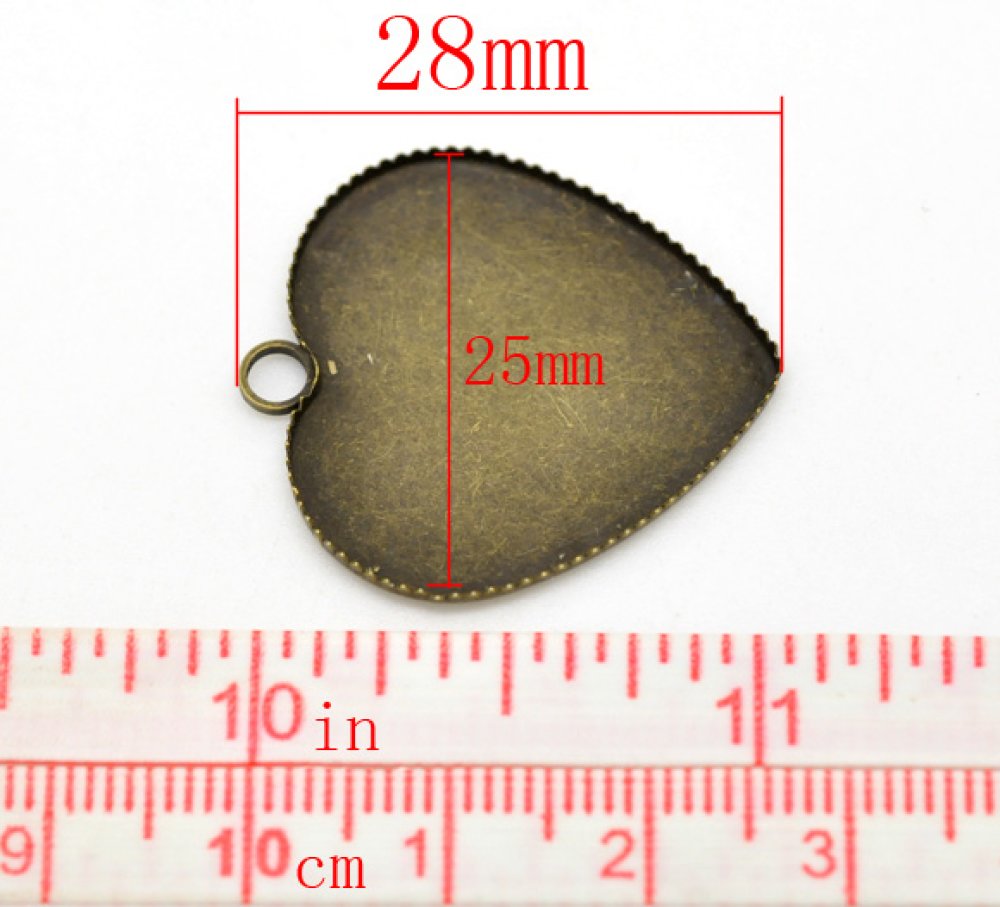 1 cabochonholder Hjerte N°05 Bronse