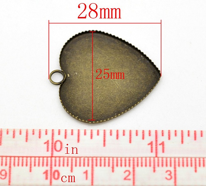 1 cabochonholder Hjerte N&deg;05 Bronse