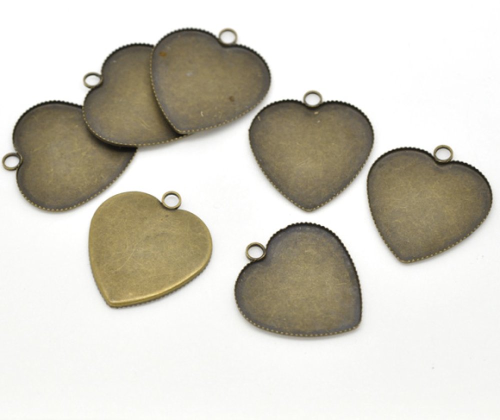 1 cabochonholder Hjerte N°05 Bronse