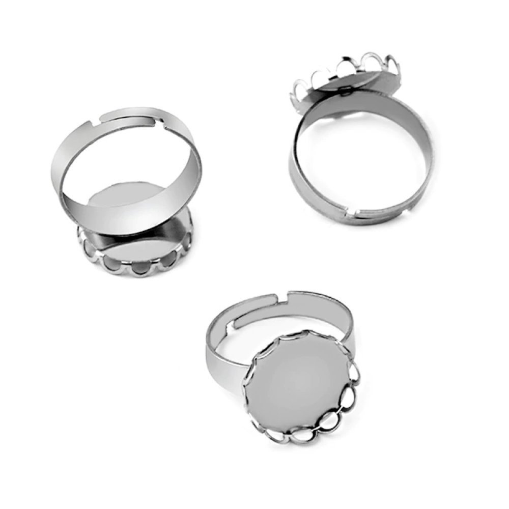 1 ring cabochonholder 18 mm Sølv N°07