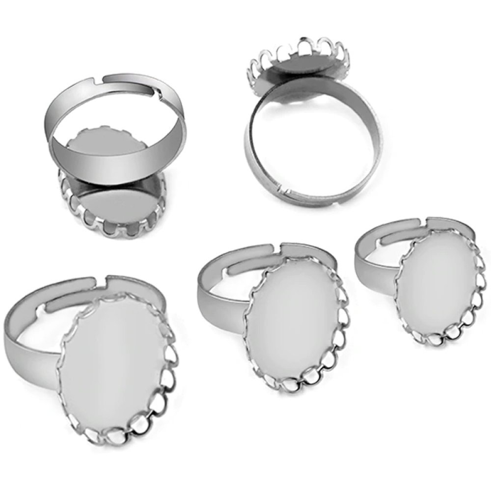 1 ring cabochonholder 13 x 18 mm Sølv N°08