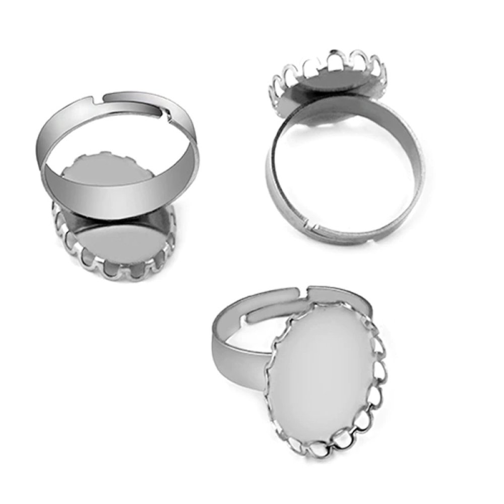 1 ring cabochonholder 13 x 18 mm Sølv N°08