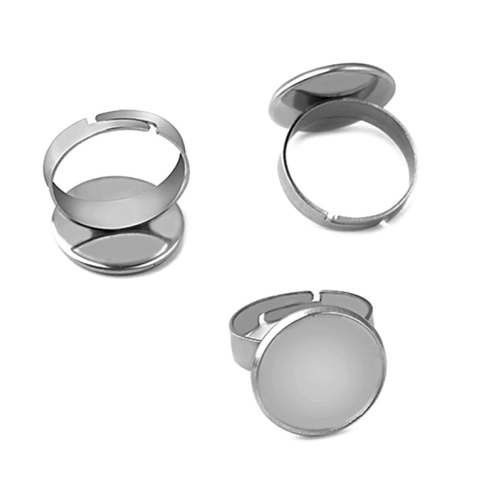 1 ring cabochonholder 25 mm Sølv nr. 04