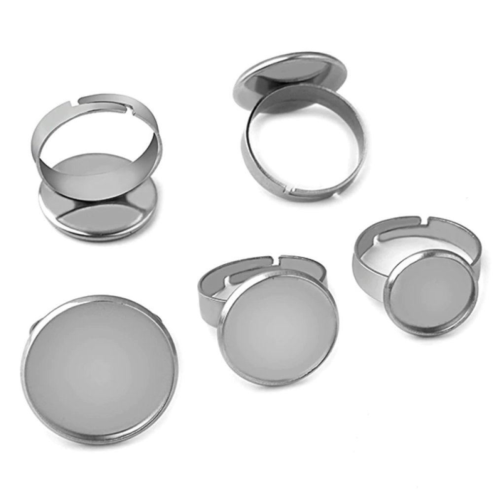 1 ring cabochonholder 25 mm Sølv nr. 04