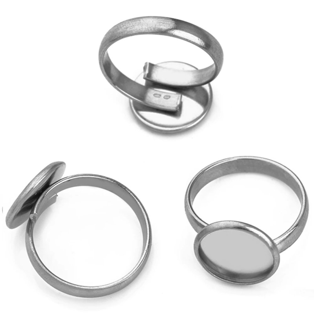 1 ring cabochon holder 12 mm Sølv N°05