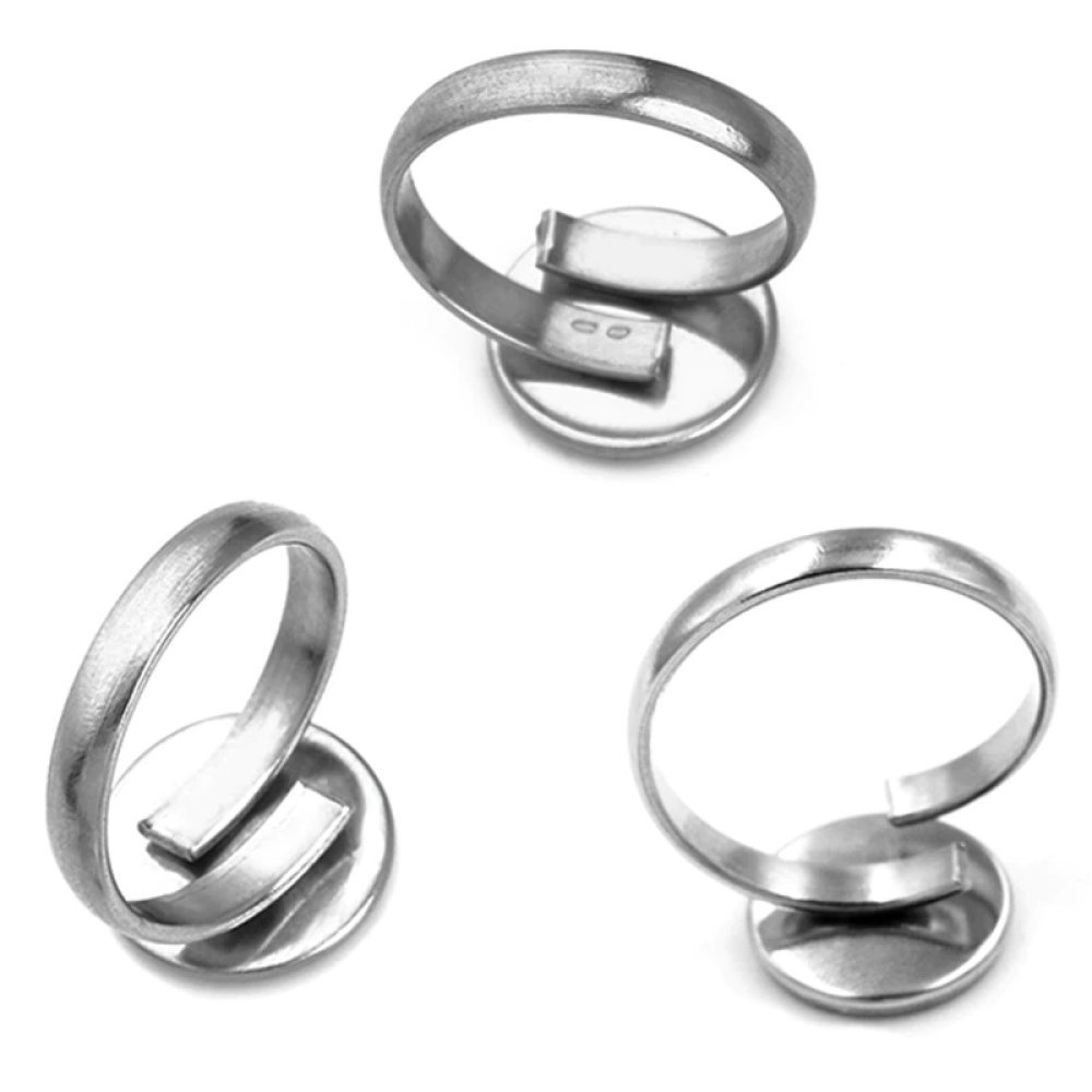 1 ring cabochon holder 12 mm Sølv N°05