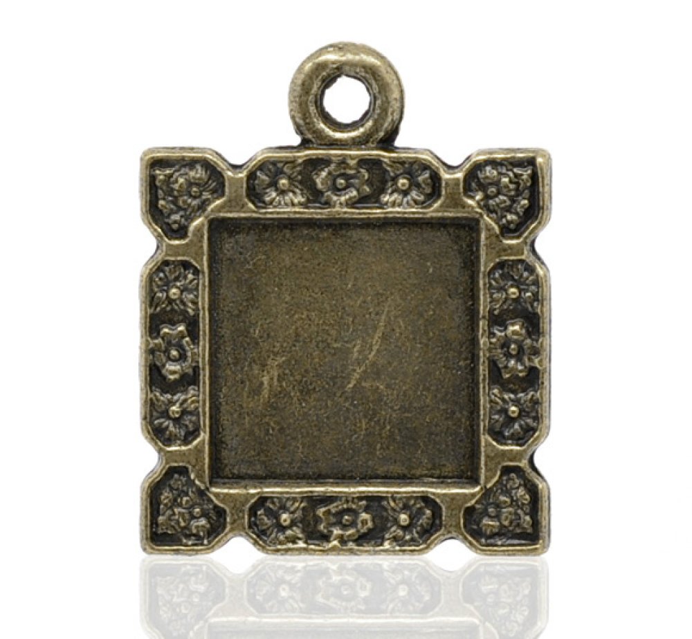 1 firkantet cabochonholder N°01 Bronse
