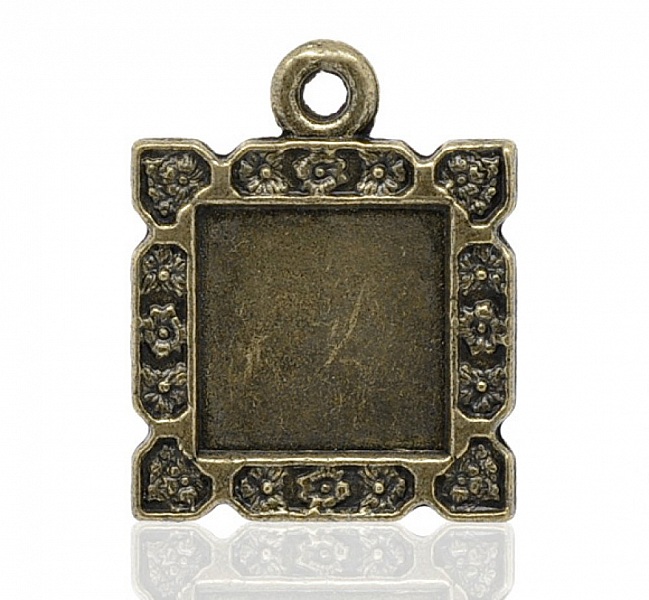 1 firkantet cabochonholder N&deg;01 Bronse