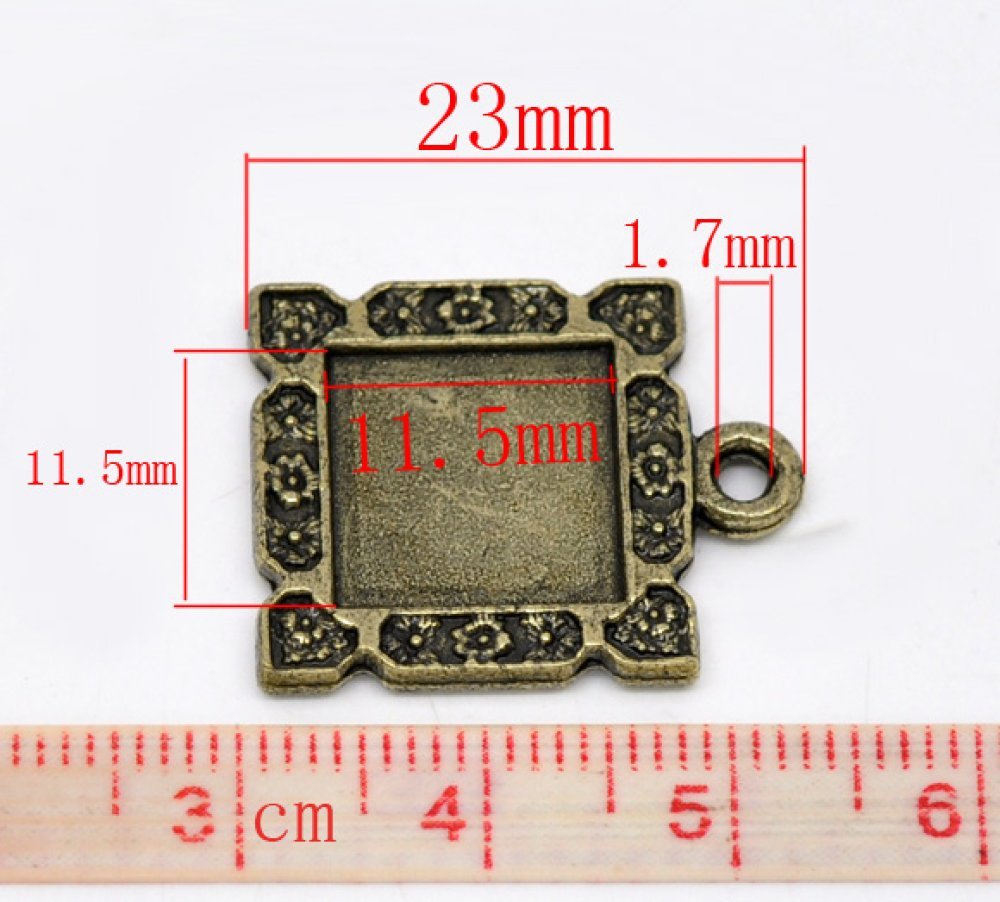 1 firkantet cabochonholder N°01 Bronse