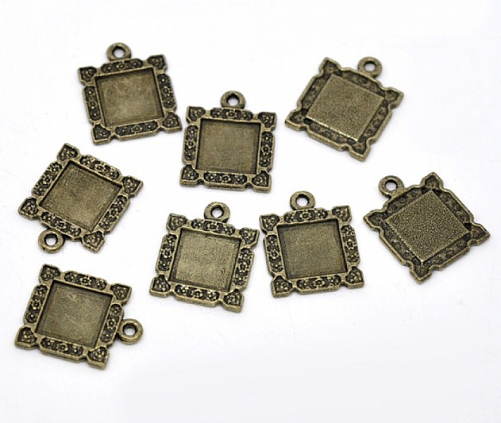 1 firkantet cabochonholder N&deg;01 Bronse