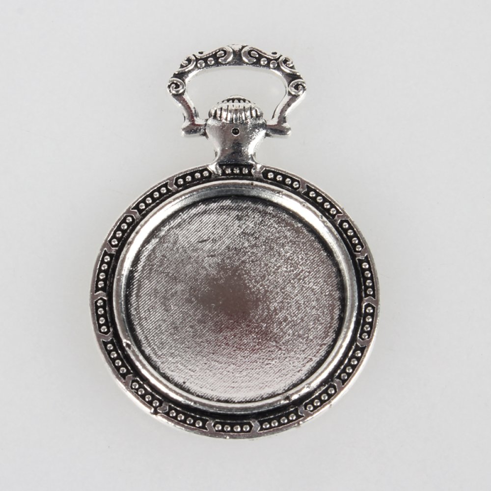 1 cabochon holder 20mm sølv lommeur, cabochon anheng 74AS