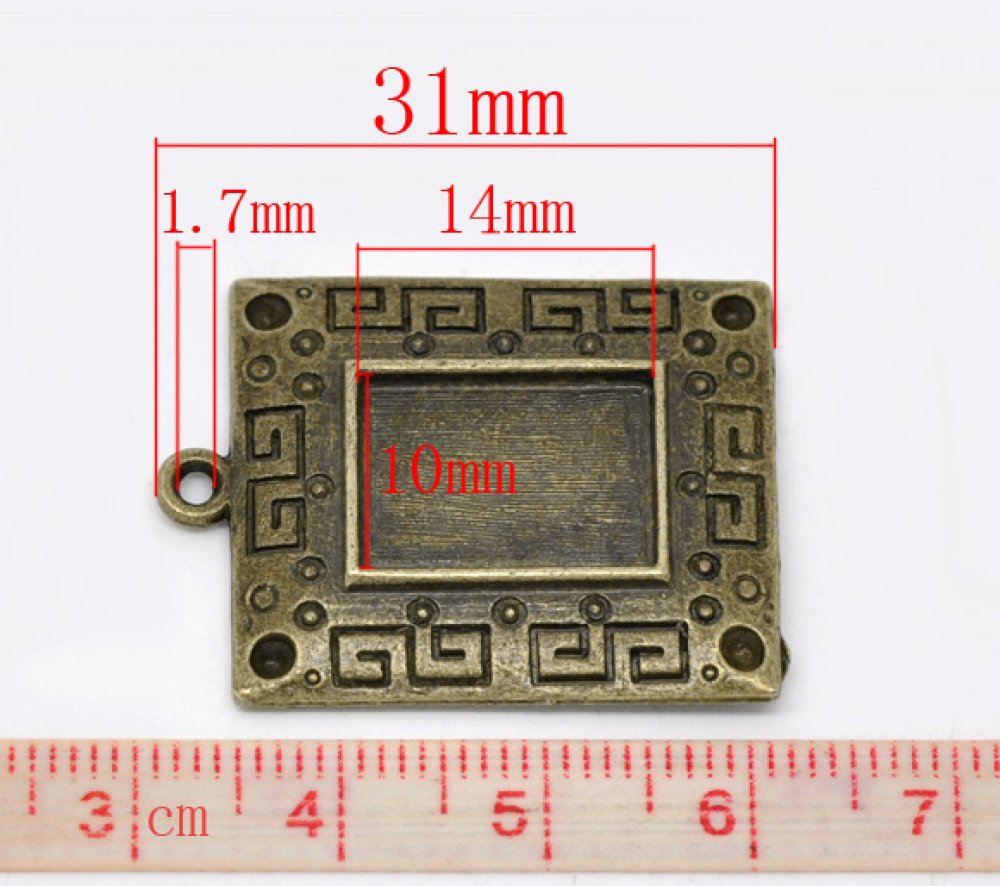 1 rektangulær cabochonholder N°01 Bronse