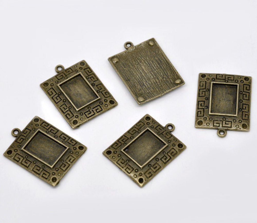 1 rektangulær cabochonholder N°01 Bronse