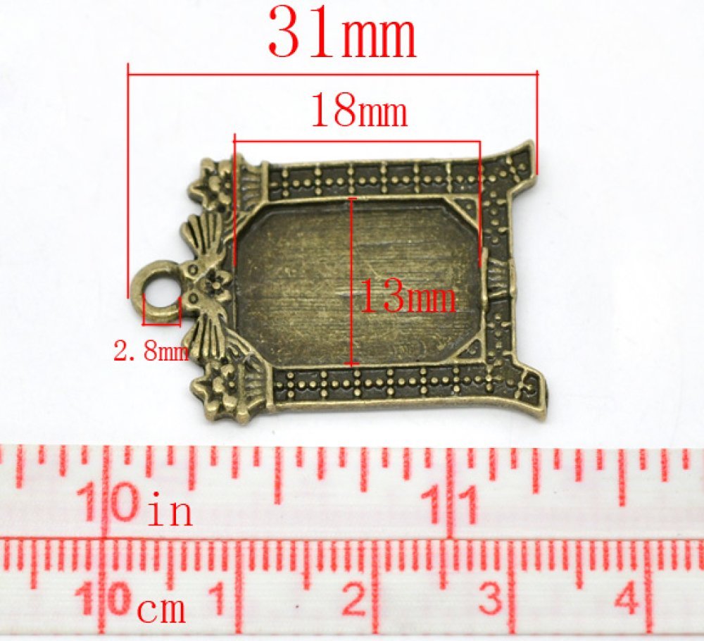 1 rektangulær cabochonholder N°02 Bronse