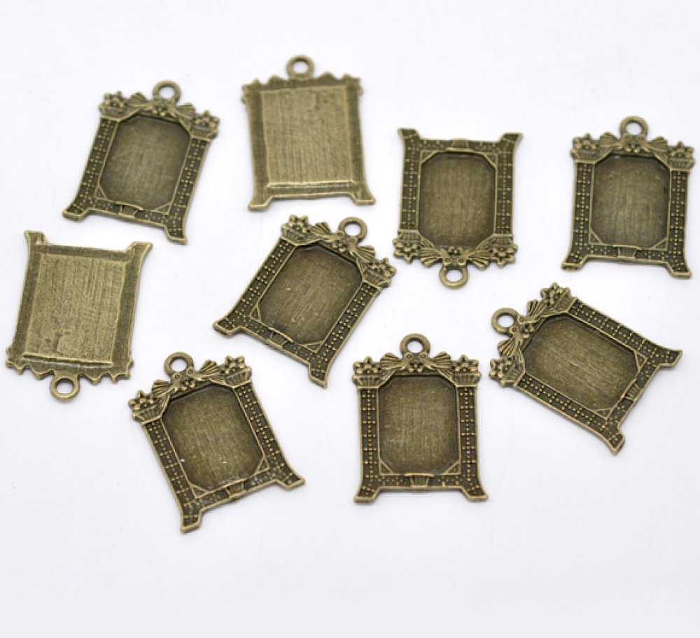 1 rektangulær cabochonholder N°02 Bronse