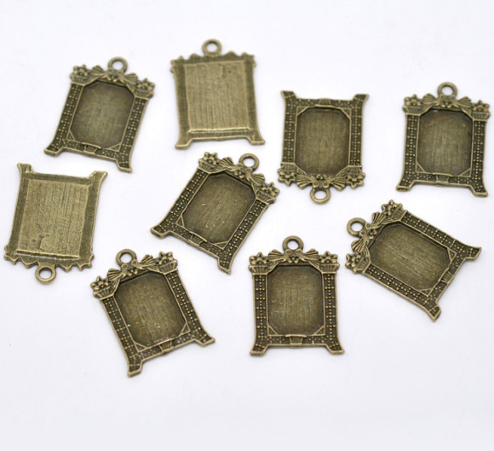 1 rektangulær cabochonholder N°02 Bronse