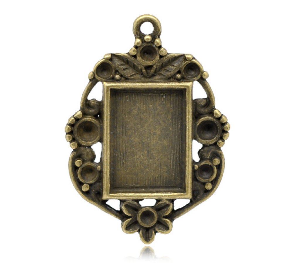 1 rektangulær cabochonholder N°03 Bronse