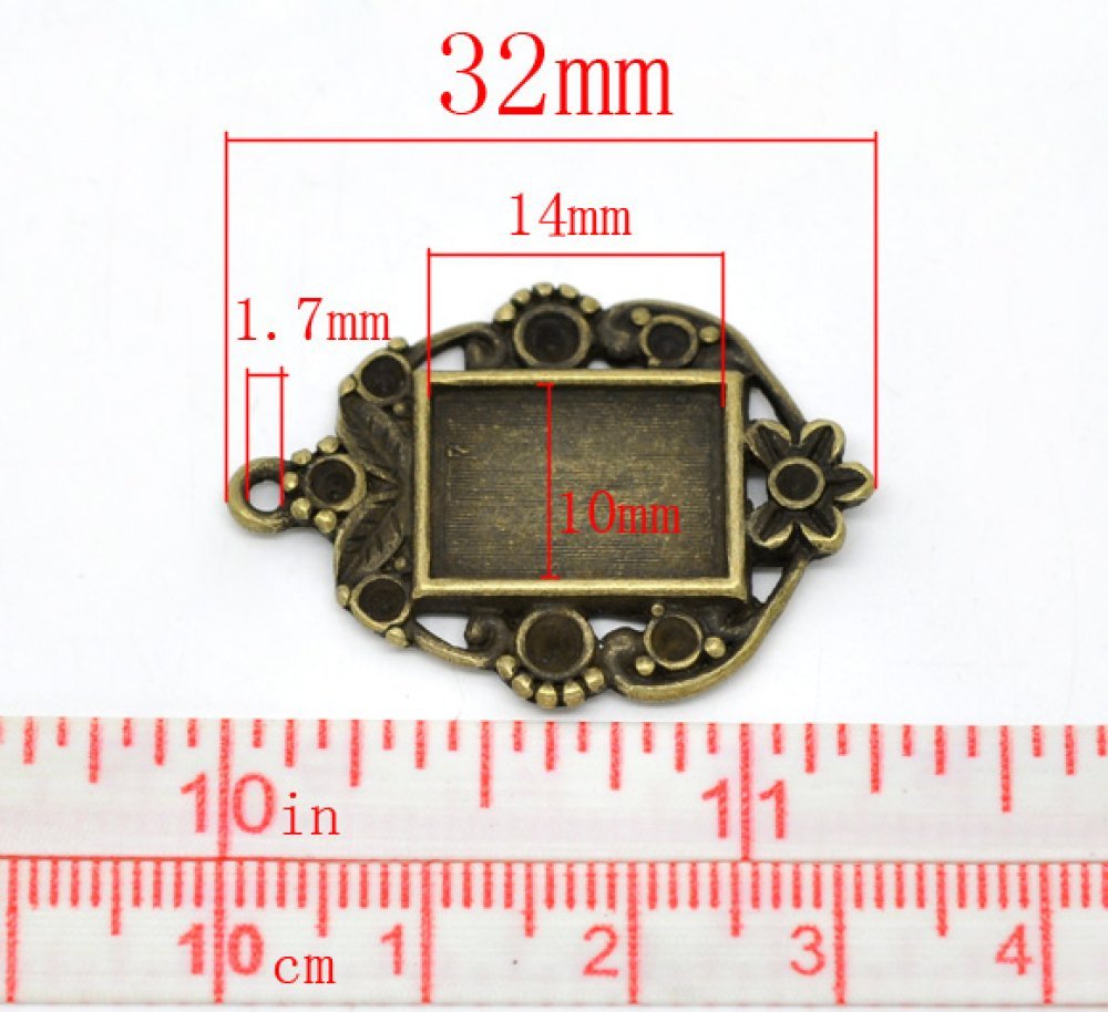 1 rektangulær cabochonholder N°03 Bronse