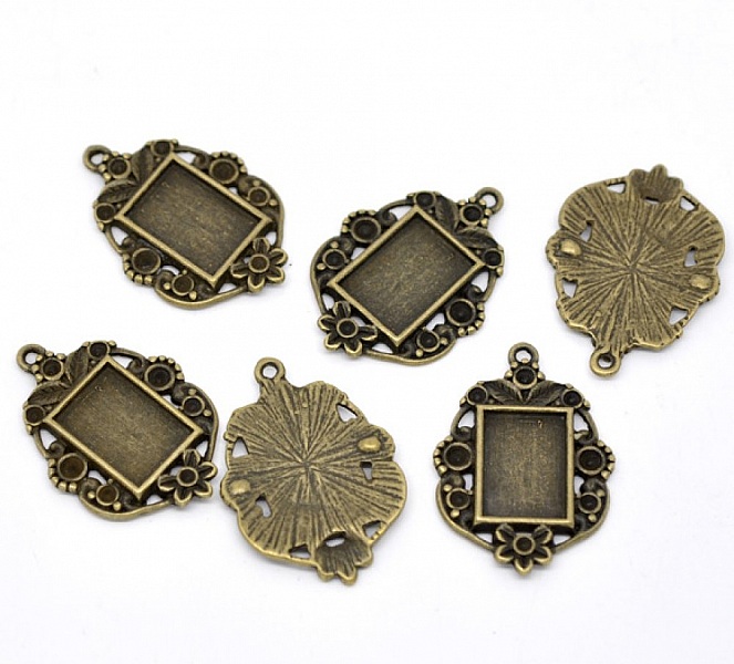 1 rektangul&aelig;r cabochonholder N&deg;03 Bronse