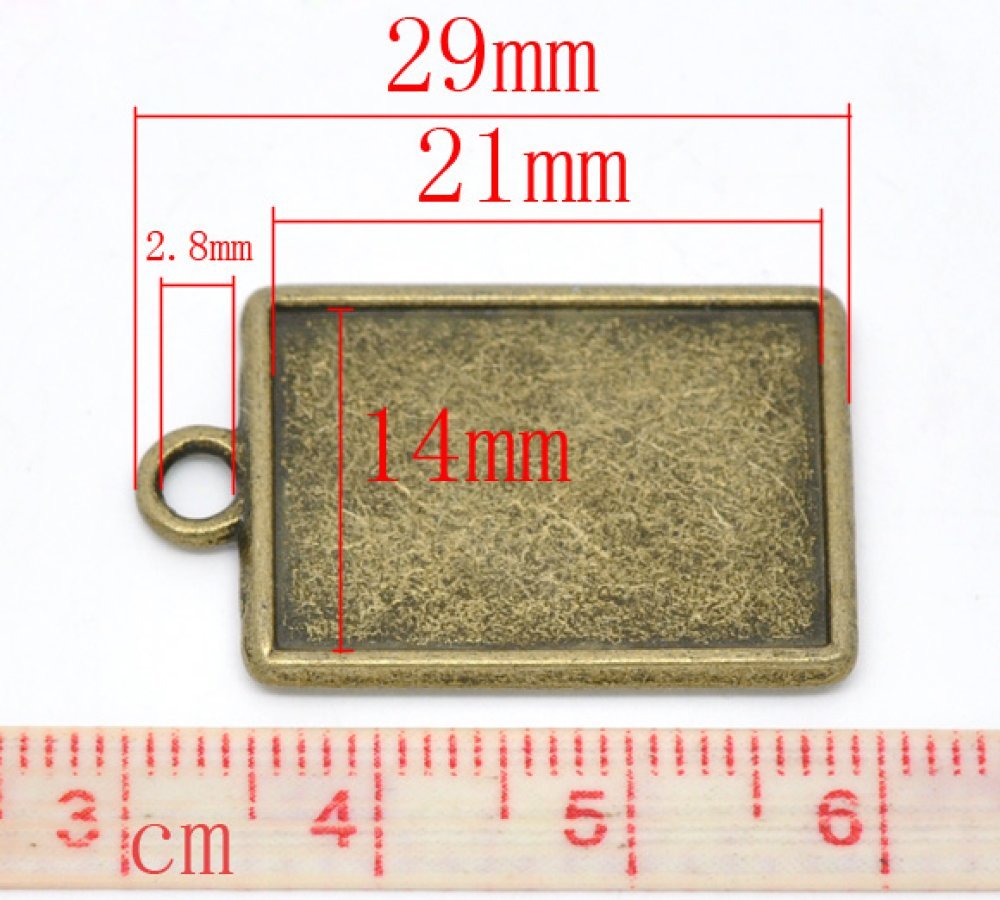 1 rektangulær cabochonholder N°04 Bronse
