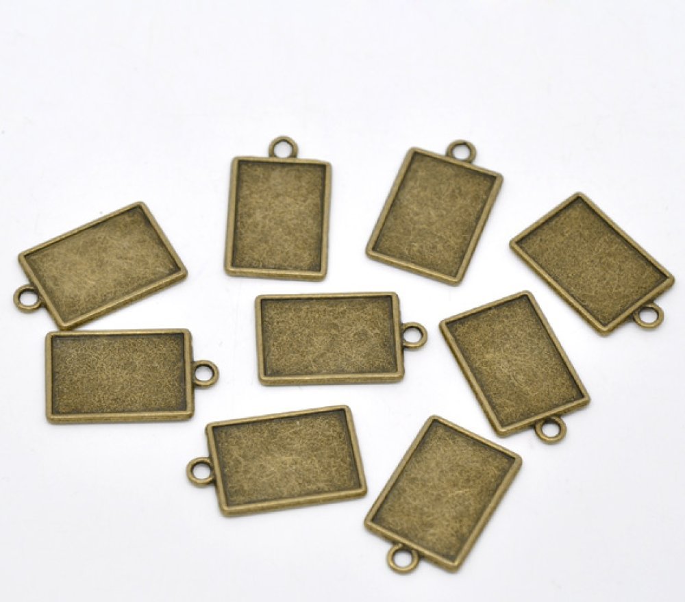1 rektangulær cabochonholder N°04 Bronse