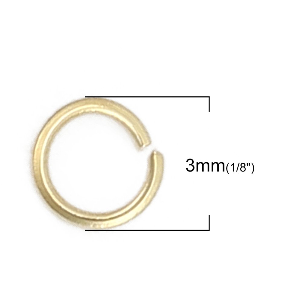 20 Åpne koblingsringer 03 mm Rustfritt stål gullbelagt